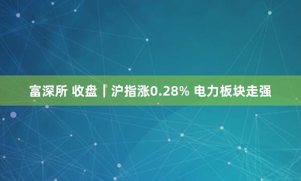 富深所 收盘｜沪指涨0.28% 电力板块走强
